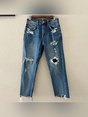 Zara Distressed Straight Jeans